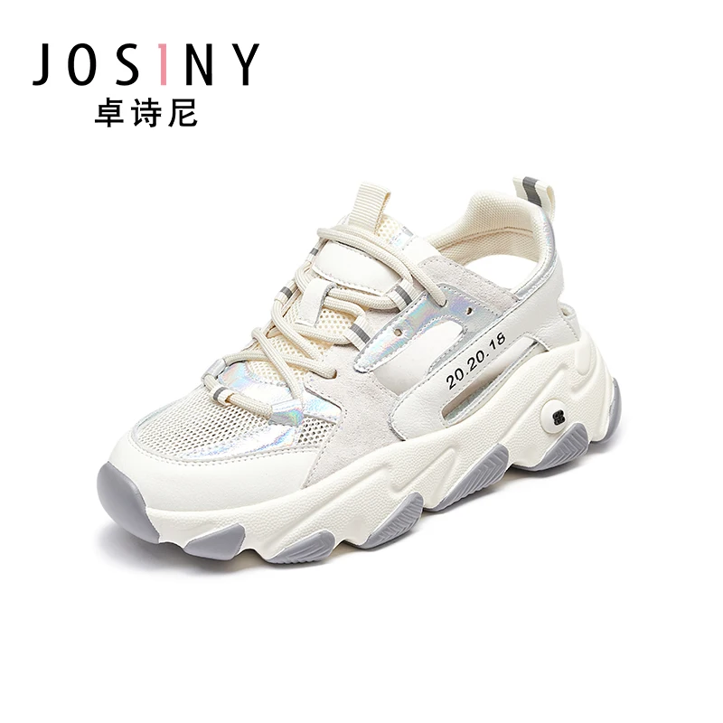 Josiny/новые кожаные кроссовки для пожилых женщин Спортивная обувь на толстой