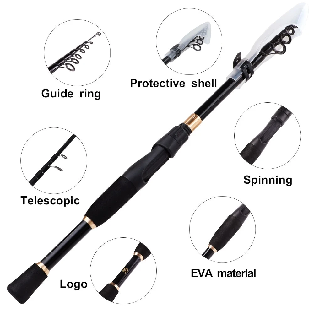 Fishing Rod Telescopic Ultra Light Weight Spinning Carbon Fiber Material Tackles 