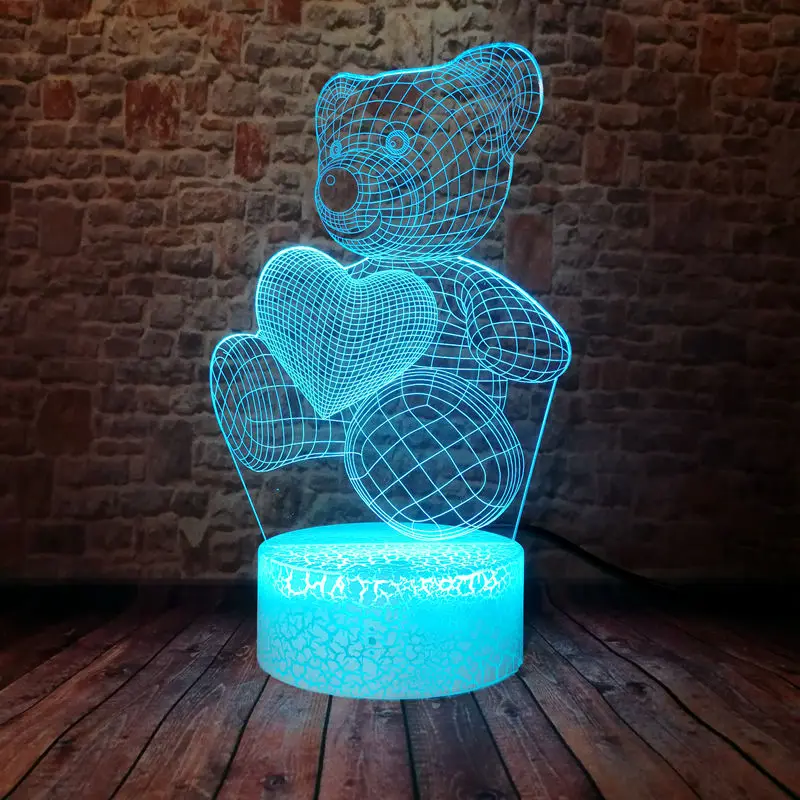 Светящийся 3D иллюзия светодиодный настольный ночник красочный меняющийся свет прекрасная фигурка медведя фигурки и игрушки подарок для