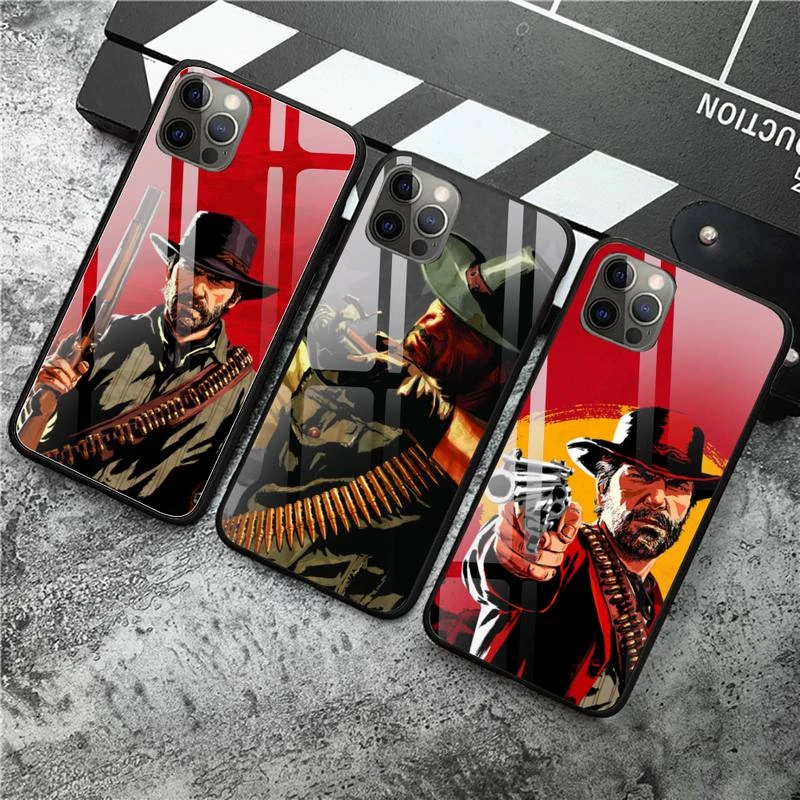 Red Dead Redemption 2 Phone Case Tempered Glass For iPhone 12 11 Pro XR XS MAX 8 X 7 6S 6 Plus SE 2020 12 Pro Max Mini case iphone 8 plus phone case