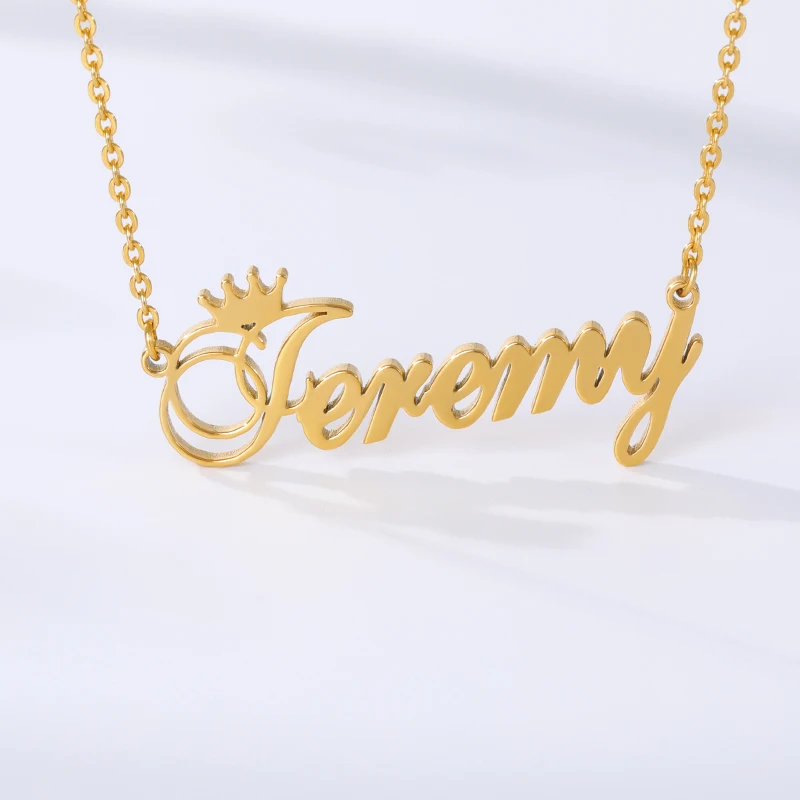 Custom Crown Name Pendant Necklace 