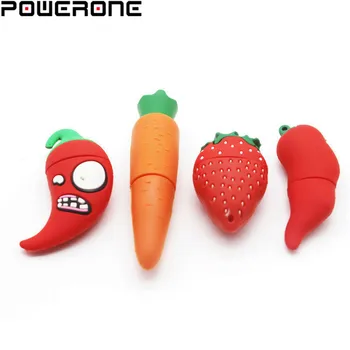 

POWEONE brand new wholesale strawberry carrot Cartoon model usb flash drive 2.0 64GB/32gb/16g/4gb fruit pen drives pepper U dis