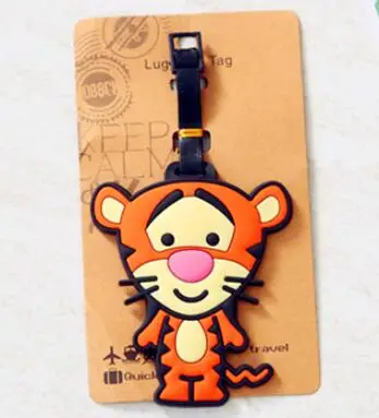 

New 1pcs tigger cartoon girl cute Luggage tag PVC pendants suitcase decoration keychain Card Holder kids gift