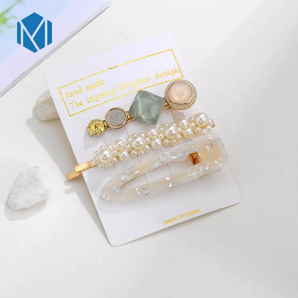 three pieces G1 Модные заколки для волос для женщин, модные милые заколки для девочек, простые заколки в Корейском стиле, сплав, ВВ, ручная работа, INS, аксессуары для волос - Цвет: three pieces G1
