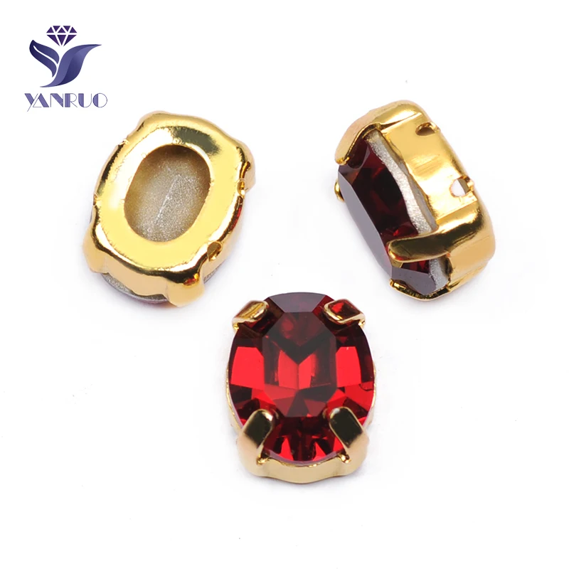 Siam YANRUO 4128 овальные пришитые камни и Кристалл страз DIY заостренные сзади стеклянные стразы ручной работы для изготовления ювелирных изделий - Цвет: Siam