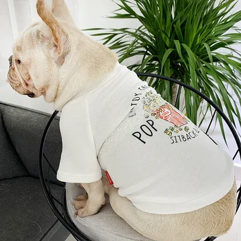 

2020 New Teddy French Bulldog Small Dog Bib Cat Cat Dog Clothing Long Sleeve Cat Cotton T-shirt Embroidery Sweater