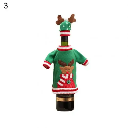 Reindeer Рождественская крышка бутылки вина вязаная шапка свитера рождественские вечерние декор для обеденного стола - Цвет: Reindeer