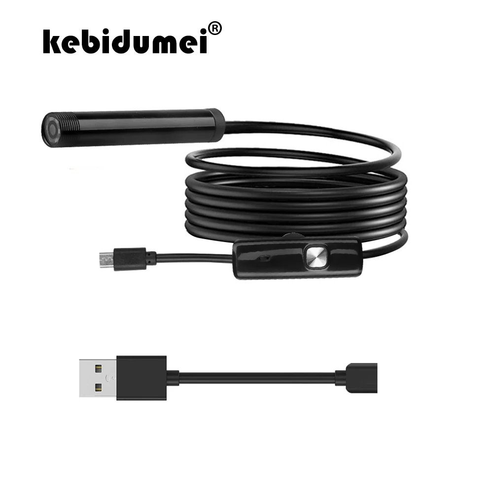 Kebidumei-endoscopio Mini USB impermeable, 7mm, 720P HD, boroscopio, tubo de inspección de serpiente, cámara de vídeo, adaptable para teléfono inteligente