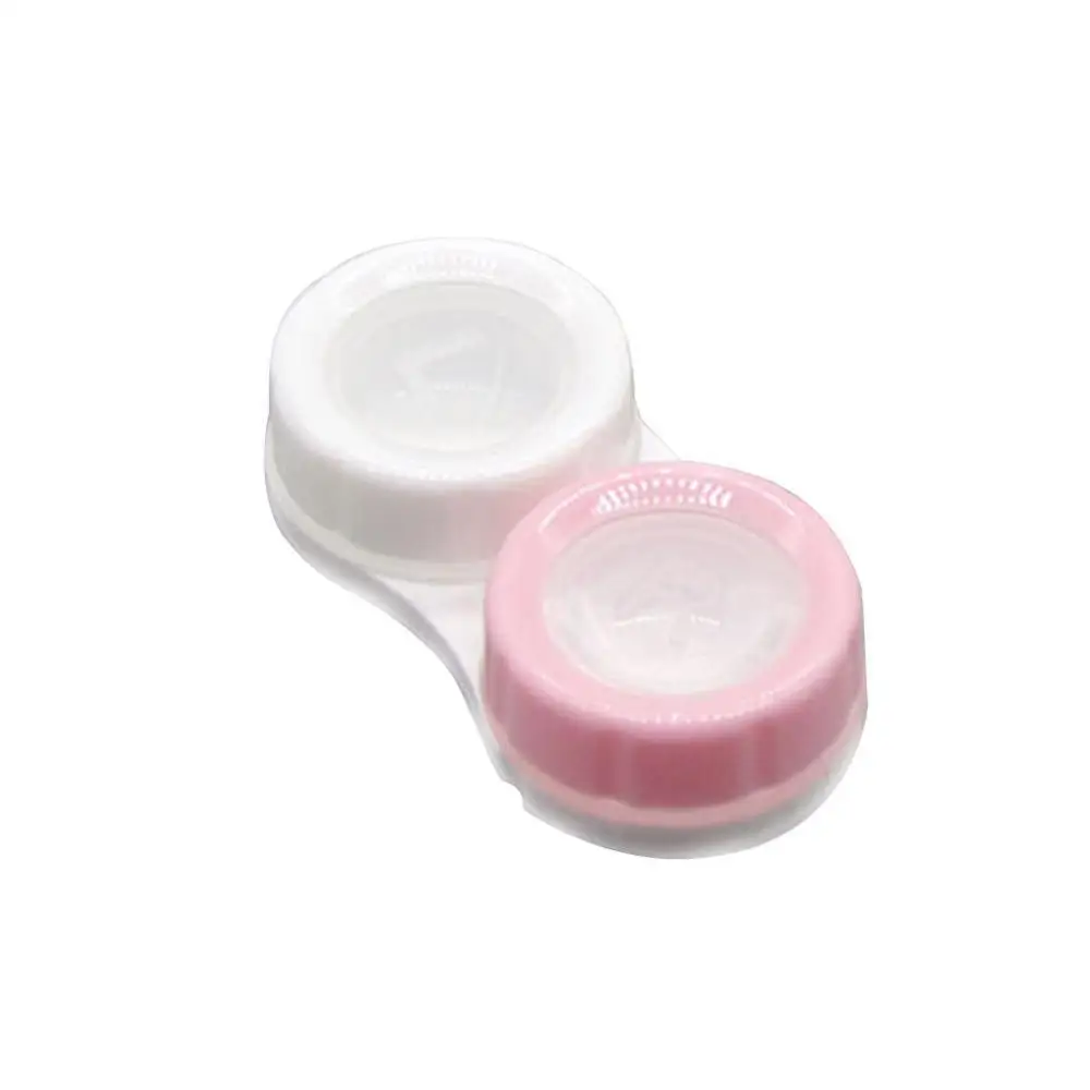 White Pink 1 шт., косметический чехол для контактных линз, коробка для ухода за глазами, двойная коробка, цвет в случайном порядке, сумка для очков, сохраняет контактные линзы в безопасности, сплошной цвет - Цвет: White Pink