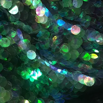 

1Y/Lot 18mm sequins fabric green sequin mesh lace embroidery lace fabric for dress cloth decoration