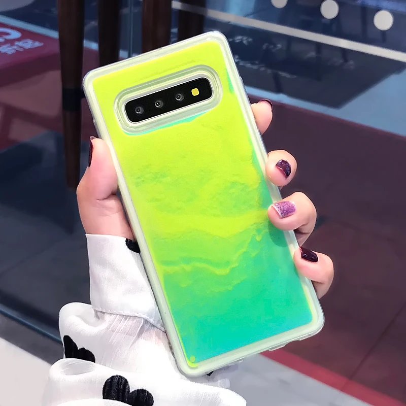 Неоновый песочный чехол для Samsung Galaxy S20 ultra блестящий динамический зыбучий