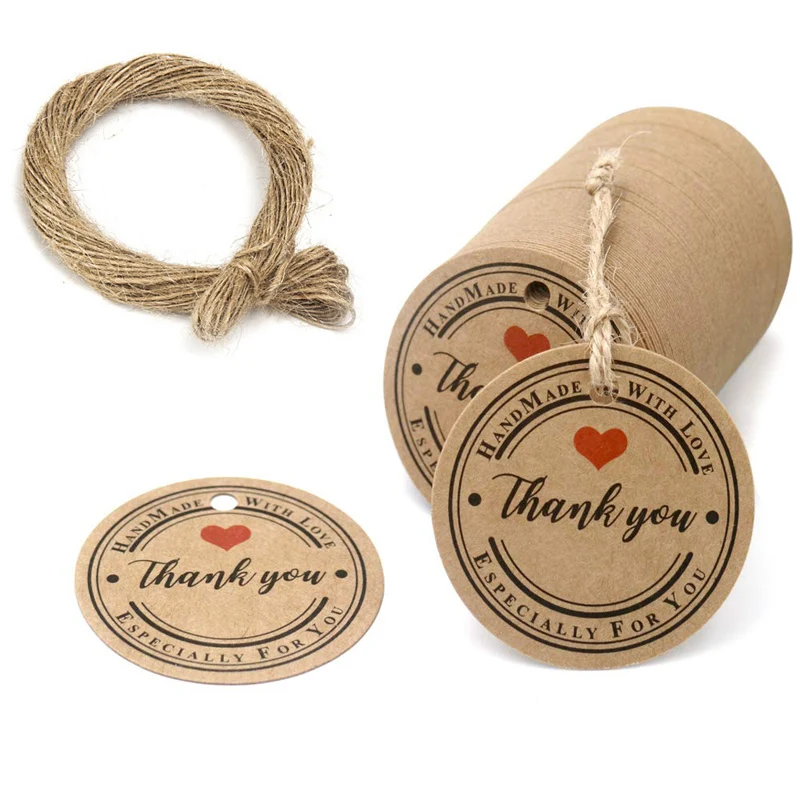 

Thank You Tag Handmade Christmas Decorations Gift Wrapping Hanging on Tags Hand Made with Love Especially for You Business Label