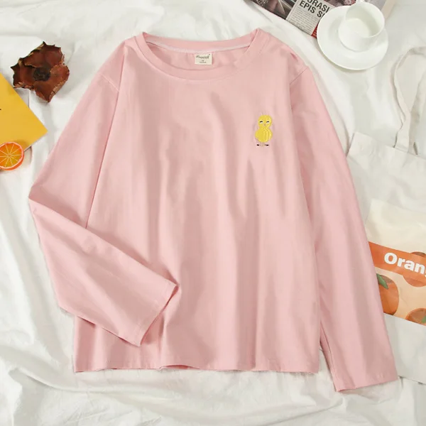 Harajuku Vintage t shirt Ulzzang Girlfriends kawaii rainbow stripe t-Shirts autumn Women Casual Loose long Sleeve pink Top Femme - Цвет: MaY 3357 fen