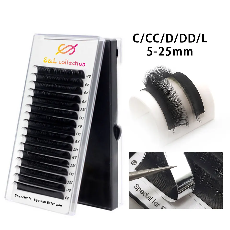 16rows/case 8-15mm JBCD Curl Eyelashes Extension Lashes Individual Eyelash Extension for makeup custom logo