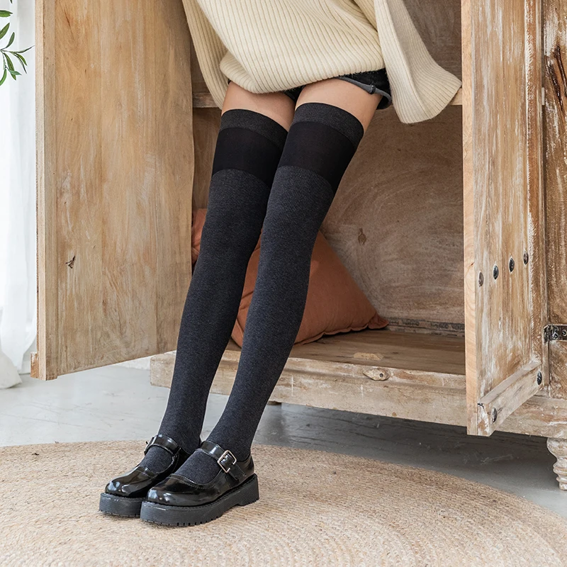Women Winter Velvet Uniforms Socks In Stockings Knee Thin Leg Girl Slim Socks 
