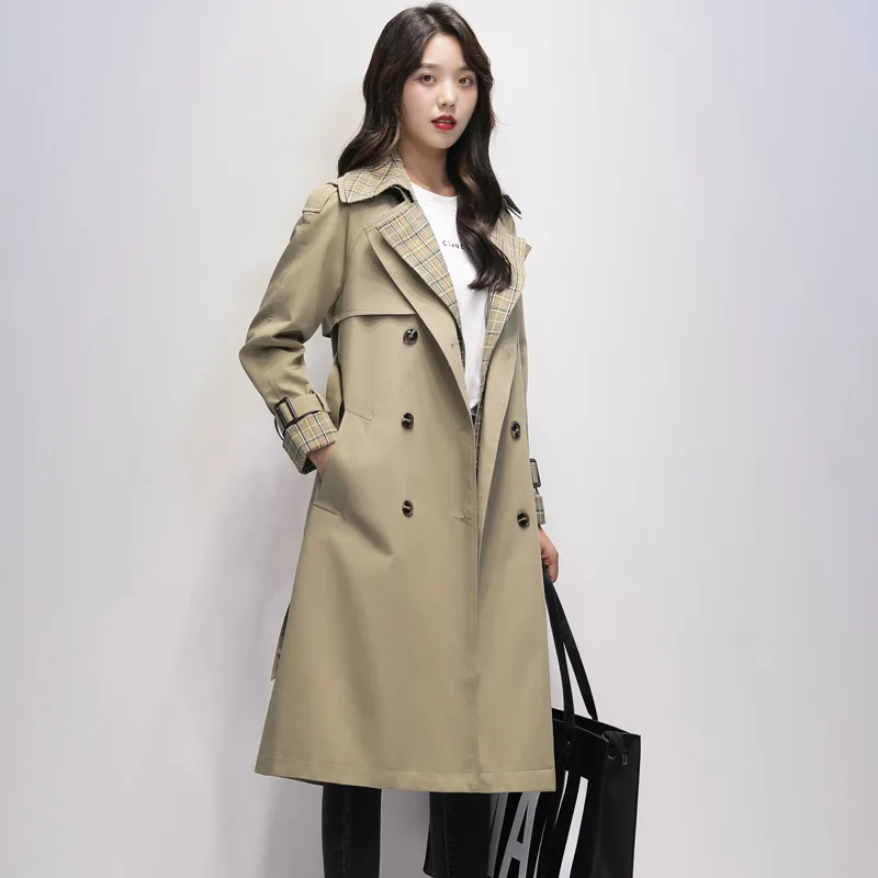 

2023 Spring Woman’s Long Coats Casual Loose Trench Coat Double Breasted Coat Female For Autumn Newest Suit Woman Windbreaker