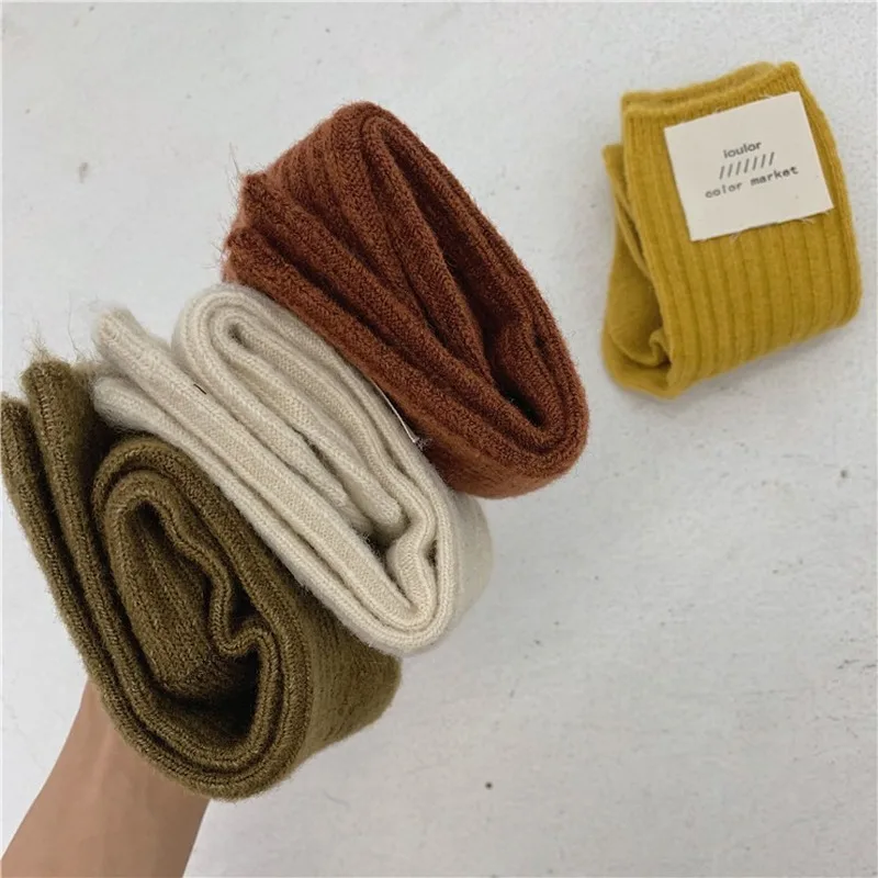 Jeseca Cashmere Thick Warm Women's Socks Korean Fashion Solid Autumn Winter Long for Woman Homewear Boots Floor Sleep Sock | Женская