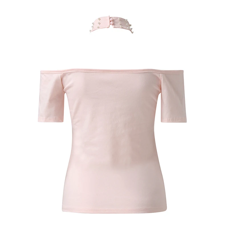 Сексуальная Женская открытая Однотонная футболка с круглым вырезом и коротким рукавом, украшенная бисером, в стиле пэчворк, женская футболка, большие размеры, повседневные Модные топы, футболка, SJ4388M