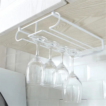 

Hanging Wine Glass Goblet Holder Stemware Champagne Holder Kitchen Organizer Bar Accessories Under Cabinet Hanger Shelf