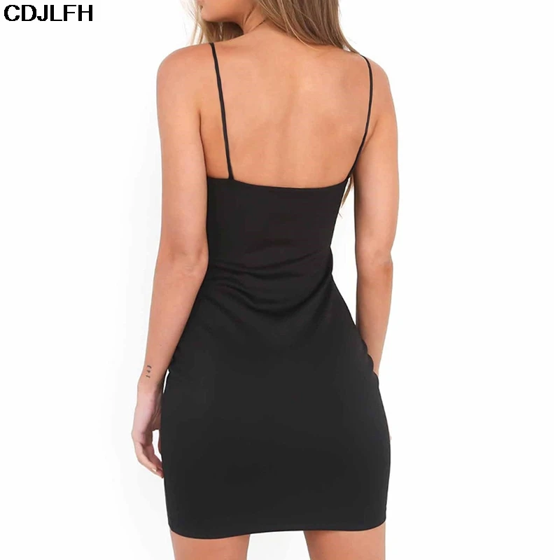 Robe Sexy Club Dresses Summer Solid Color Backless Spaghetti Straps Nightclub Dress Bodycon Mini Sundress Elegant Party Vestidos