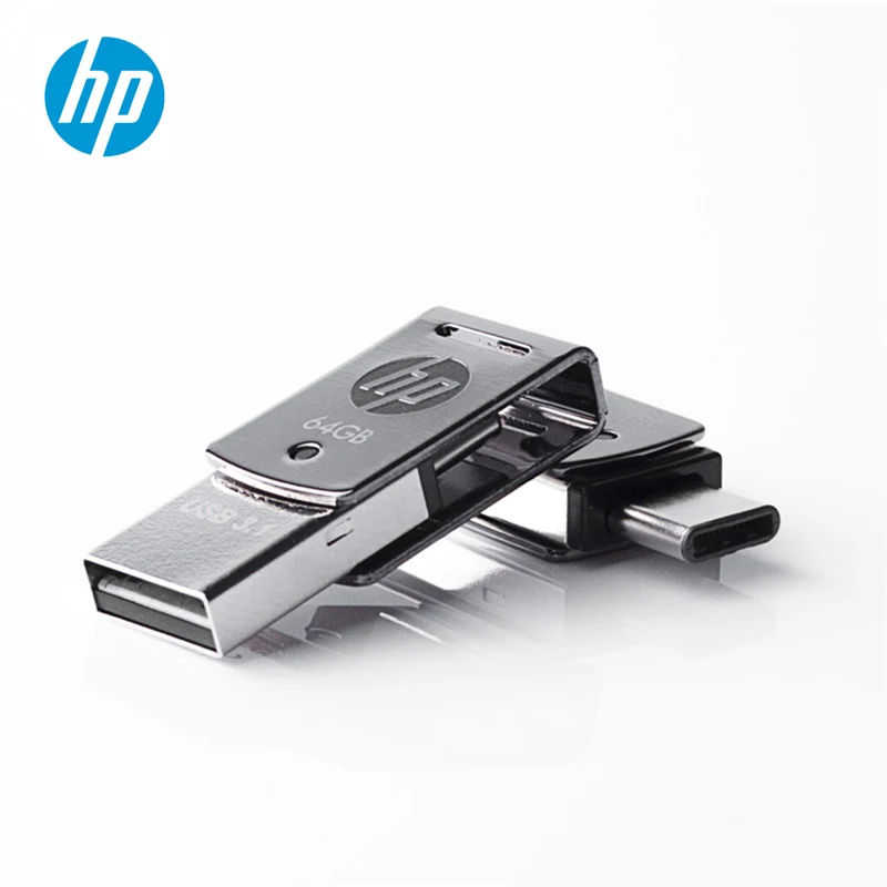 

Original HP X5000M Metal OTG Type-C USB 3.1 USB Flash Drive 128GB/64GB/32GB Pendrive High speed Black logo for SmartPhone/Tablet