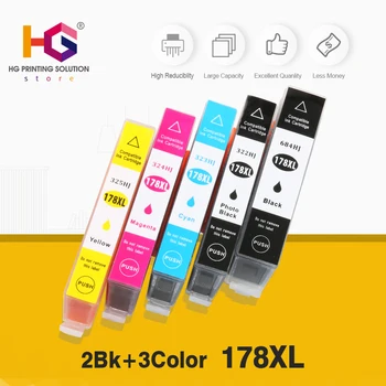 

QSYRAINBOW 5pcs compatible Ink Cartridge for HP 178 for HP178 178XL Photosmart 5510 5515 6510 7510 B109a B109n B110a Printer