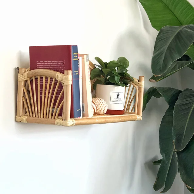 Rattan storage shelf for wall  4