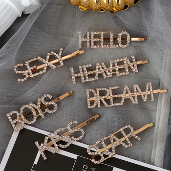 

Sparkly Letter Hair Clip Word Barrettes Hair Pins Crystal Bling Handmade Luxury Rhinestones Hair Headwear Accessories Jewellery