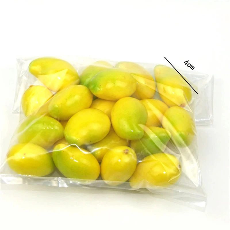 Yellow mango 20 шт./компл. пластиковые искусственные моделирование мини Поддельные фрукты Декор яблочный апельсиновый лимон, клубника реквизит для дома вечерние украшения - Цвет: Yellow mango