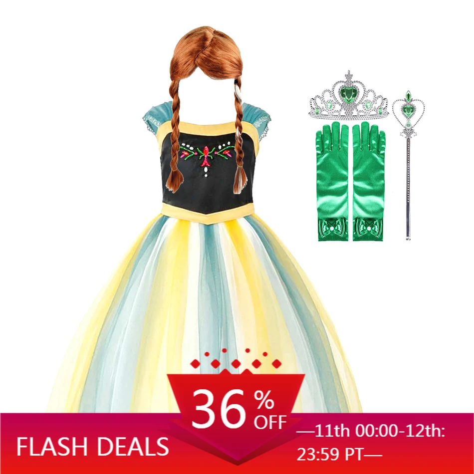 

Girls Clothes Kids Girl Princess Dress Snow Queen 2 Summer Short Sleeve Gradient Dress Cosplay Carnival Dress Girls Clothes
