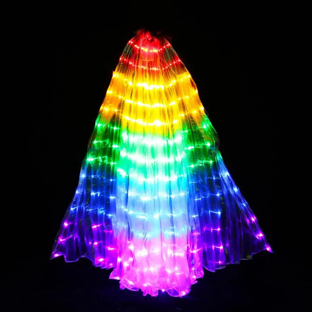 Adults LED Wings Glow Light Up Belly Dance Costume with Sticks Performance