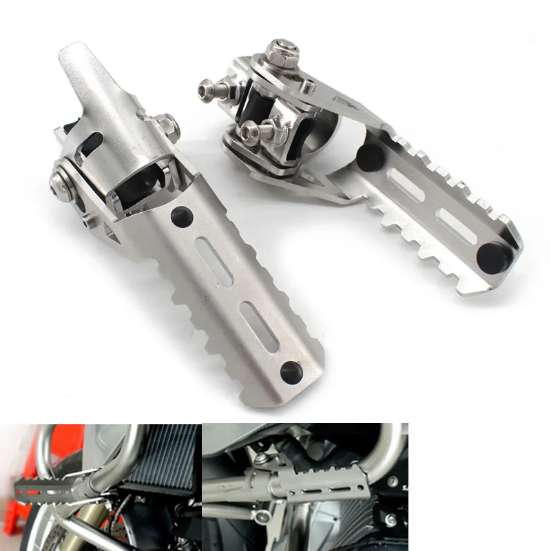 1pair Sliver Steel Highway Pegs Front Pegs For Pipes Triumph Tiger Explorer Upper Crashbars For