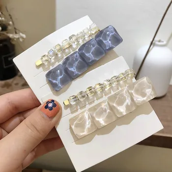 

Crystal Stone Hairclip Set Women's Temperament Side Clip Bangs Headclip Girls Hairpin Headwear Styling Accessories