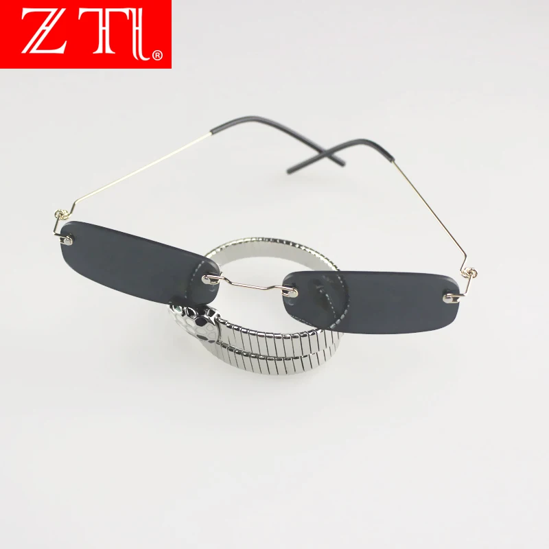 

ZT Small Rimless Rectangle Sunglasses Brand Designer Men Women 90s Designer Tiny Narrow Frameless Tint Sun Glasses Shades