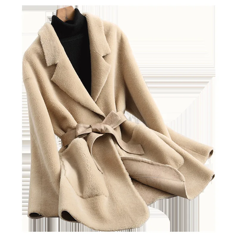 

Spring Autumn Real Fur Coat Women Clothes 2020 Korean Vintage Wool Jacket Streetwear Suede Lining Women Tops Abrigo Mujer ZT3182