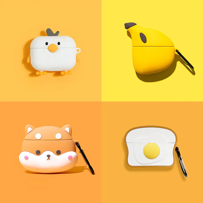 ソフトシリコンAirPodsProケース,3D漫画パターン,ワイヤレスBluetooth