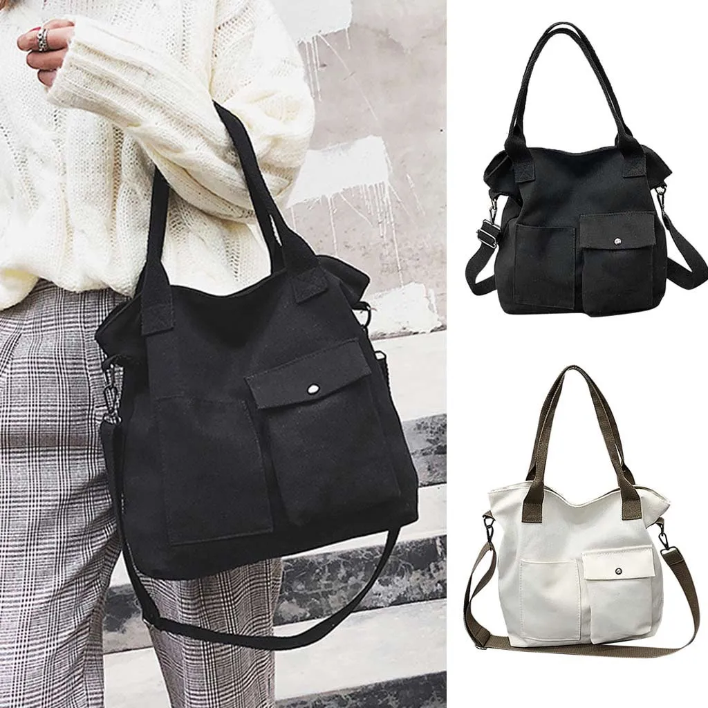 

Casual Unisex Fashion Solid Color Soft Totel Bag Clutch Purse Flap Totes Canvas Bag Messenger Bags Women Shoulder Bag bolsas