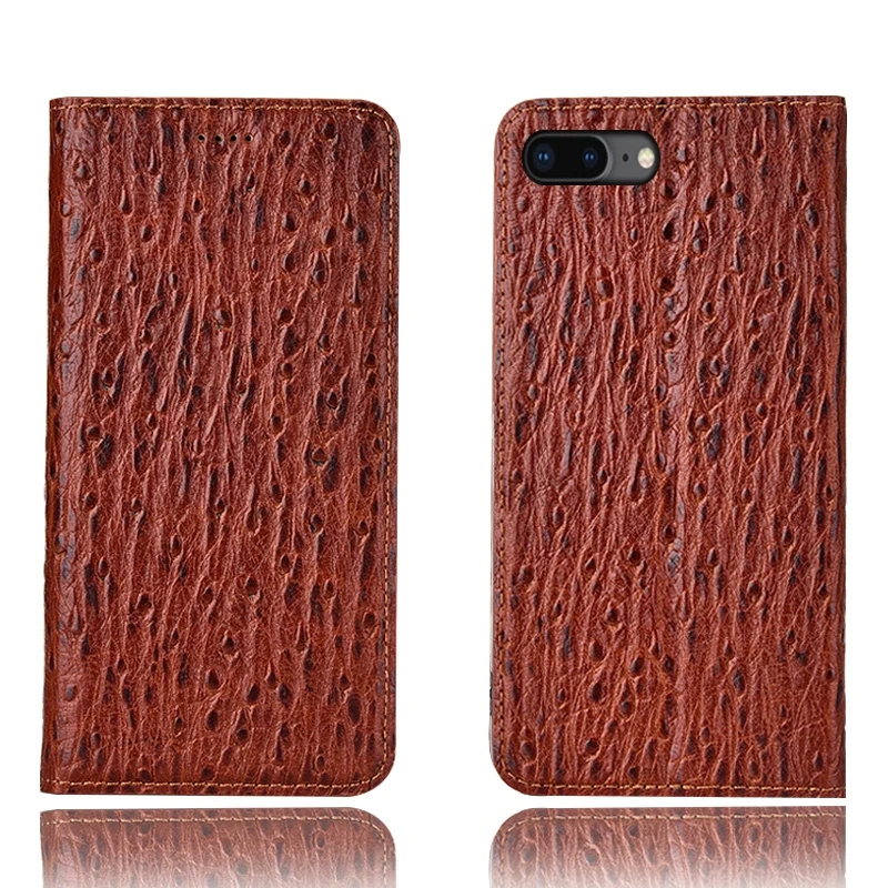 

Ostrich Pattern Genuine Leather Ultra Thin Card Slot Case For Apple iPhone 8 Plus/iPhone 8/iPhone 7 Plus/iPhone 7 Magnetic Case