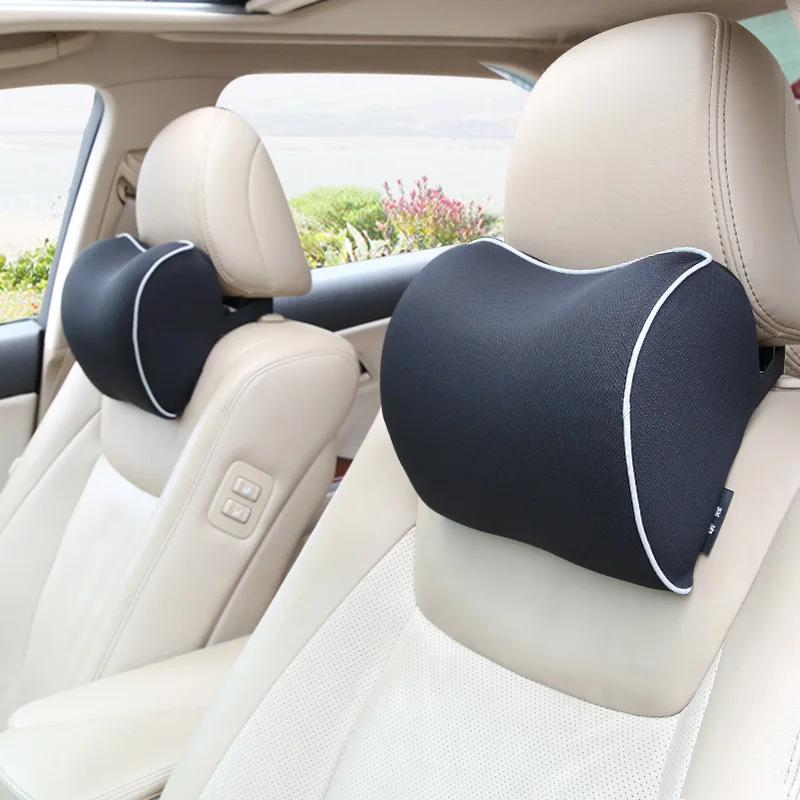 Almohada de cuello para coche, reposacabezas Universal, soporte de viaje, cojín de masaje, funda de tela, asiento, silla, cabeza suave de espuma viscoelástica