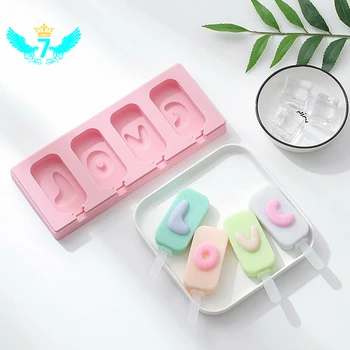 

Silicone Ice Cream Cake Mold Ice Lolly Baking Frozen Mould Tray Family Children DIY Kitchen Tool With Silicone Cover Plastic Rod