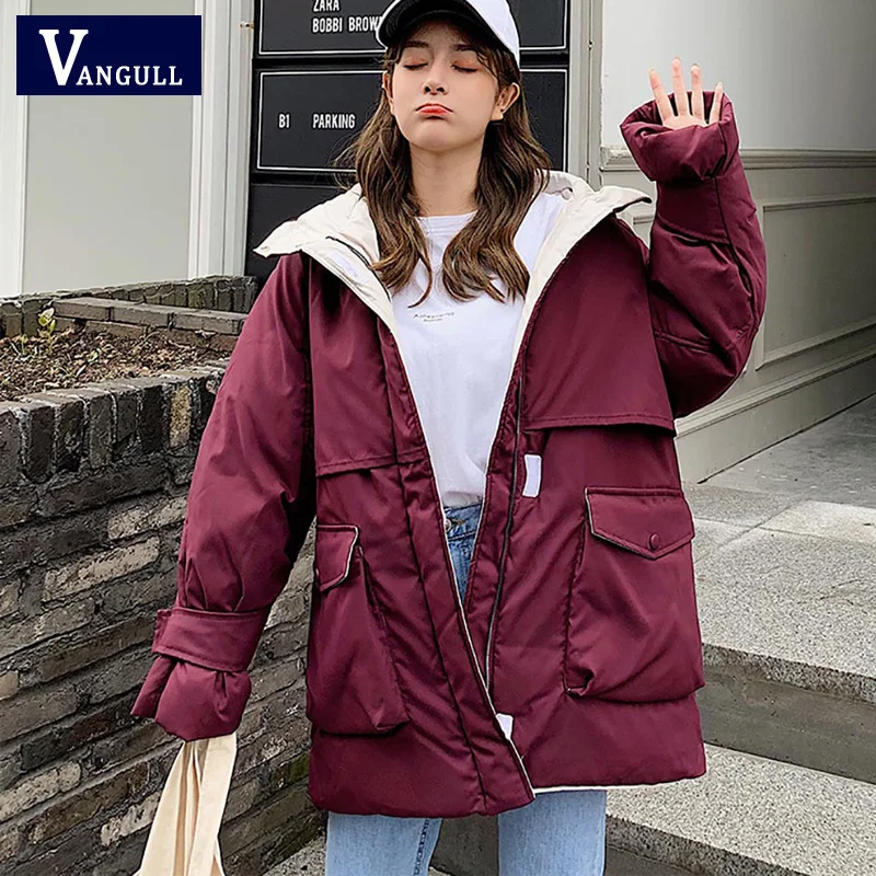 

Vangull Long Parkas Winter Jacket Women Hooded Windproof Military Clothing 2019 New Female Warm Big Pocket Thicken Winter Coat