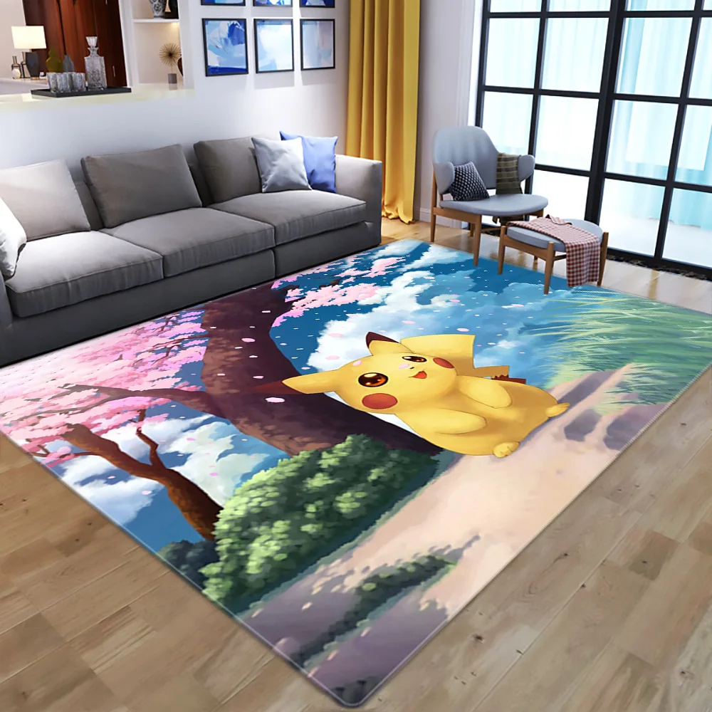 TAKARA TOMY Pikachu Pokemon cartoon children crystal velvet printed mat absorbent non-slip mat rugs and carpets for home living