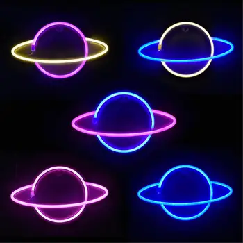 

LED Planet Neon Light Signs USB or Battery Powered Soft Night Light Party Supplies for Home Bar Decoration