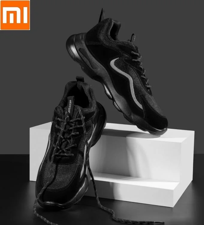 

Xiaomi Thick mesh casual men sports shoes PU thick bottom Comfortable wearable Reflective Breathable sneakers
