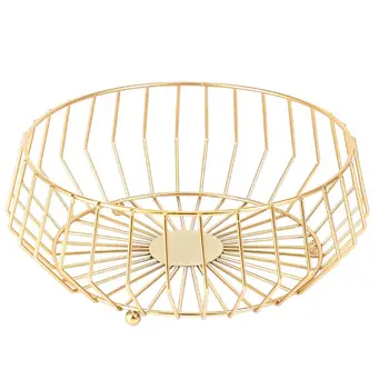 

Hot Metal Wire Nordic Iron Fruit Basket Drain Rack Snack Display Storage Holder Tray Table Storage Basket 11 X 4 Inch-Gold