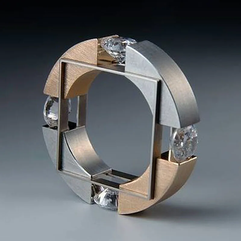 Модное механическое зубчатое колесо для мужчин кольцо серебряного цвета Панк обручальное кольцо кольца для женщин современные свадебные ювелирные изделия O5T292 - Цвет основного камня: T248 RING