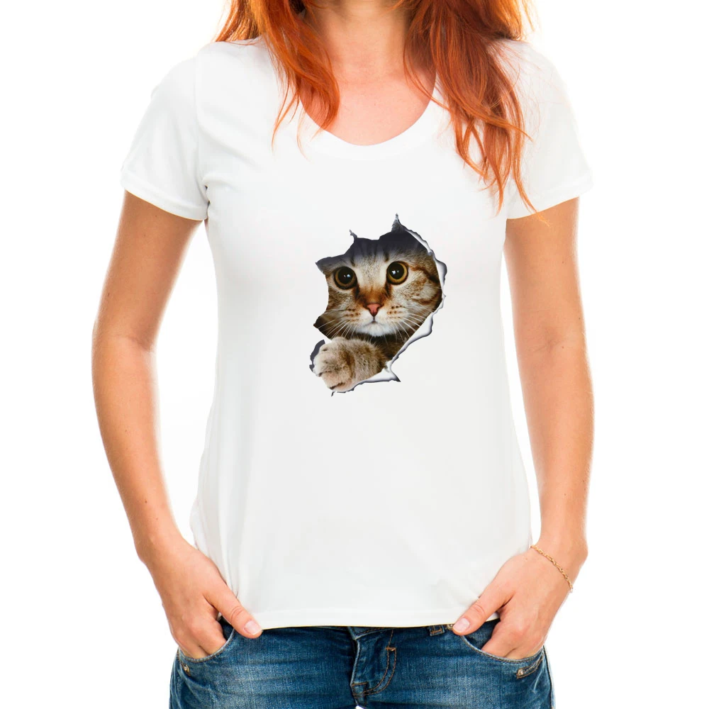 Fashion 3D cat Print Casual Harajuku Women T-Shirt Summer Short sleeve O-neck Cheap Tee Clothes Top Female T shirts | Мужская одежда
