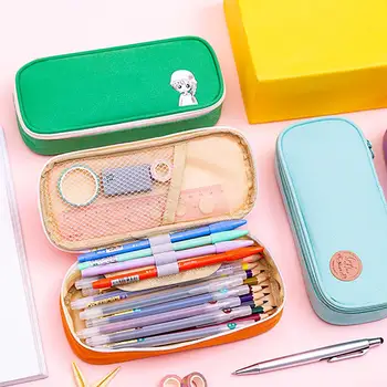 

Hot Portable Oxford Cloth Cartoon Kawaii Pencil case Large Capacity Zipper Cute Pencil Case Pen Ruler Storage Bag School Supplie