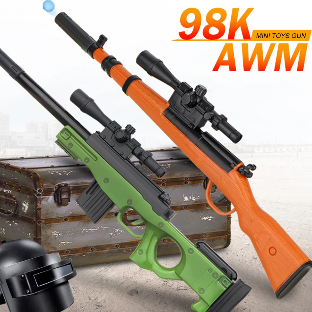 Пластиковый игрушечный пистолет для детей 98K AWM винтовка водяная пуля пистолет для мальчиков Снайпер ручная загрузка playerunkonwn's battlegrounds детские подарки
