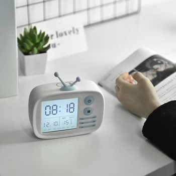 

Wake Up LED Digital Bluetooth Speaker Alarm Clock Bedroom Phone Holder Retro TV Portable Clock VJ-Drop